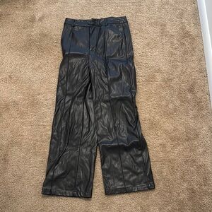 Black Dress Pants with Glossy Finish and Relaxed Fit